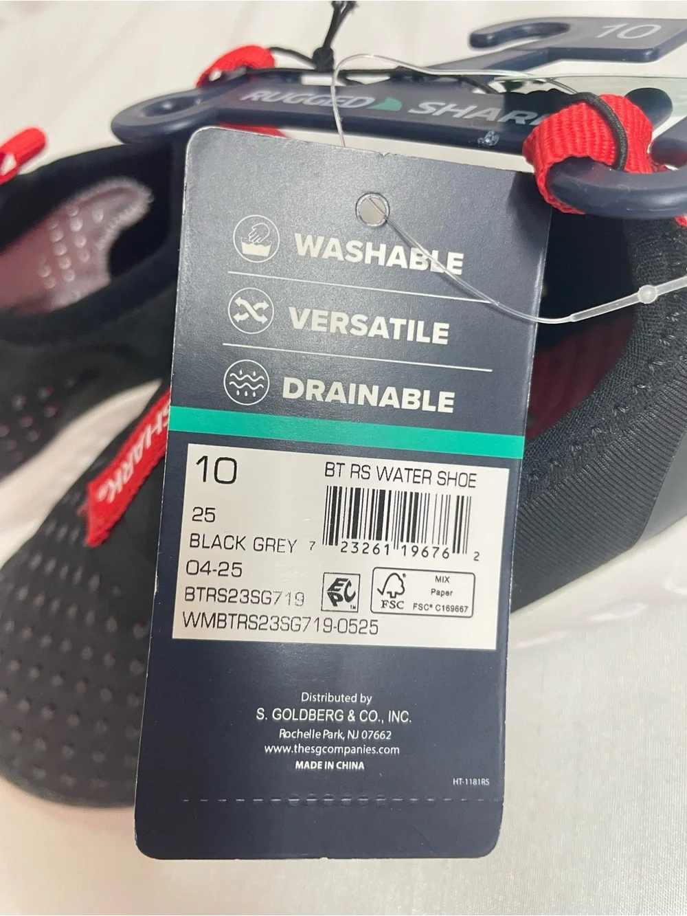 RUGGED SHARK  kids Slip-On Water Shoes AQUAFLO TECHNOLOGY